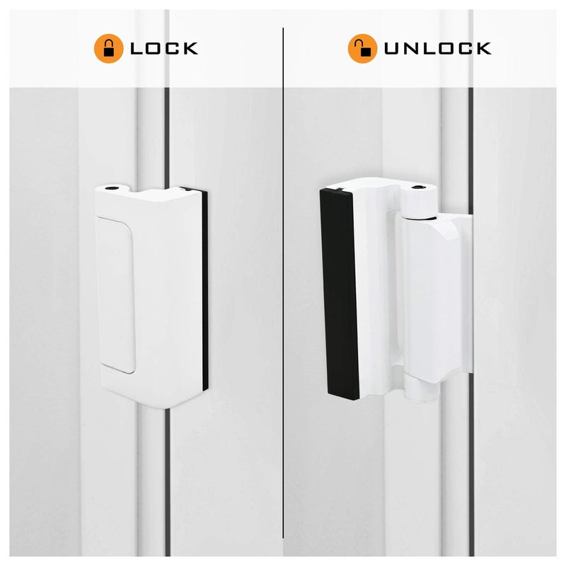 HardwareX Supply Door Reinforcement Lock, Privacy Door Latch Harden Construction 3"" Stop Childproof, White (2 Pack) - Image 5